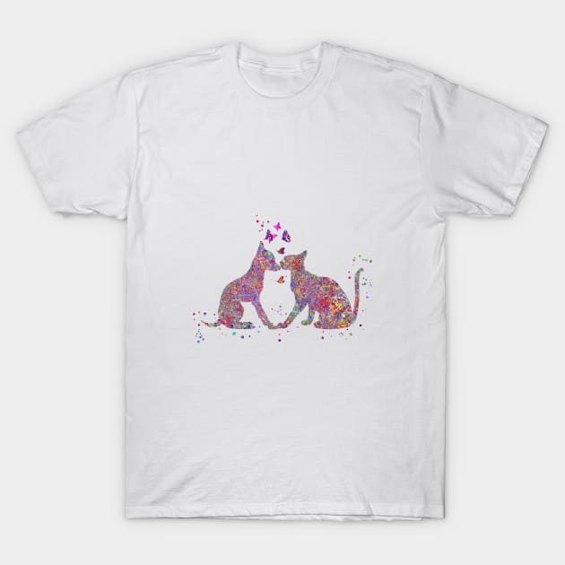 Cat and dog kissing T-Shirt by RosaliArt